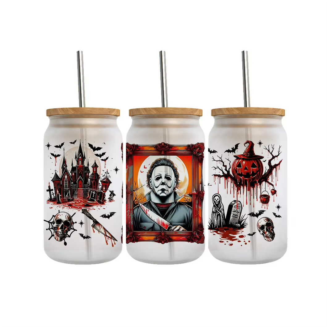 2024 New Custom UVDTF Halloween Transfer Printing Washable Plastisol Heat for Tumblers & Bottles