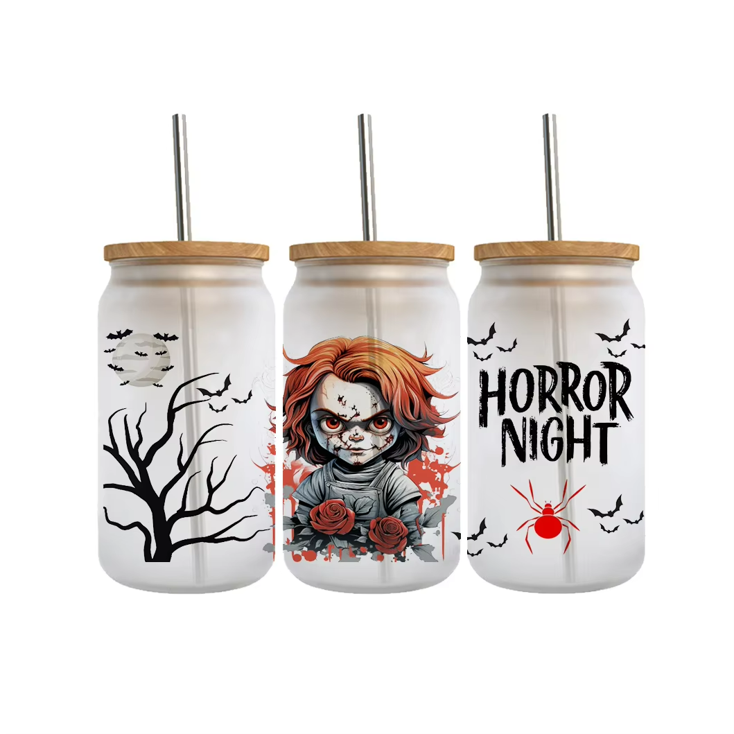 2024 New Custom UVDTF Halloween Transfer Printing Washable Plastisol Heat for Tumblers & Bottles