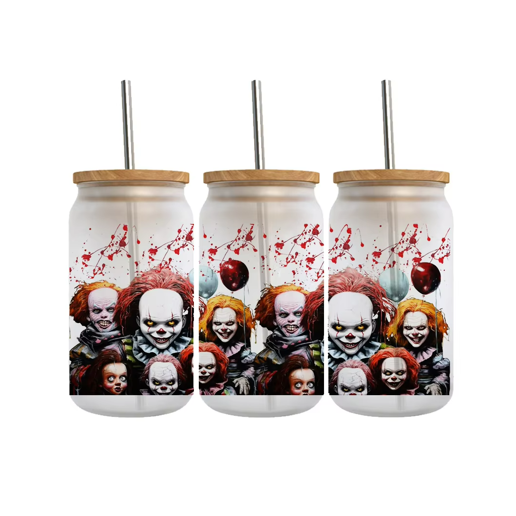 2024 New Custom UVDTF Halloween Transfer Printing Washable Plastisol Heat for Tumblers & Bottles