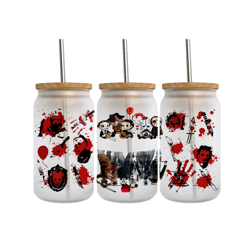 2024 New Custom UVDTF Halloween Transfer Printing Washable Plastisol Heat for Tumblers & Bottles