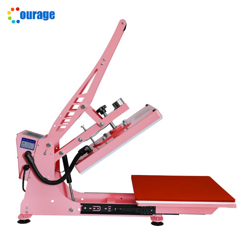 Automatic release 38*38cm sublimation printing heat press machine silding plate pink heat transfer machine