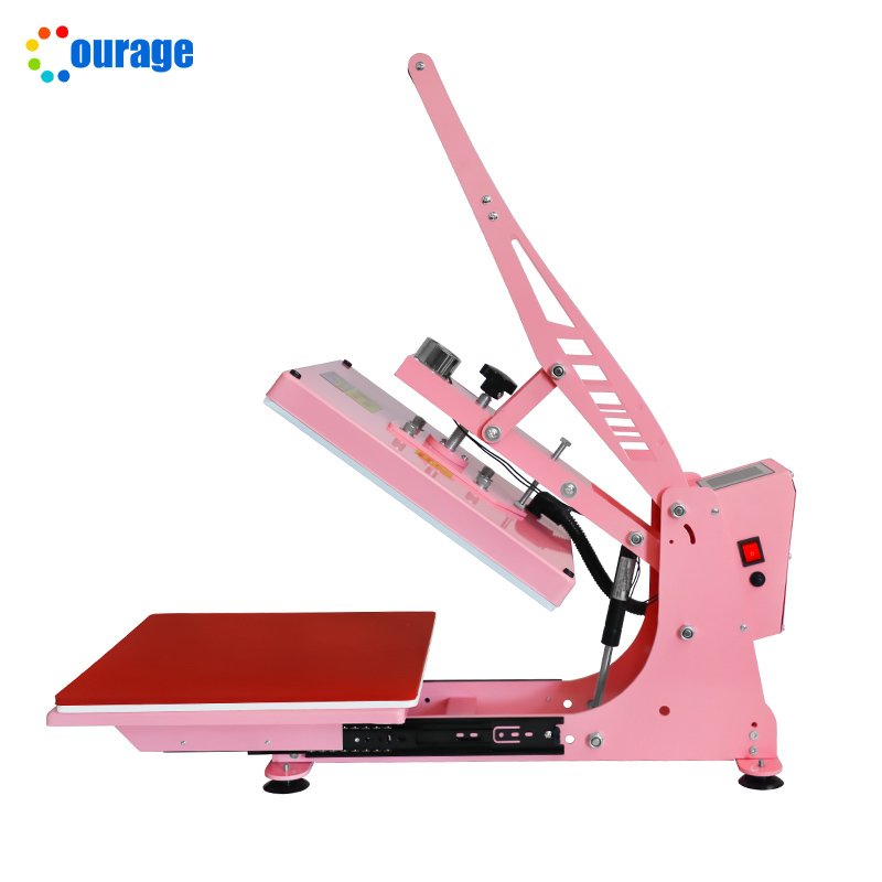 Automatic release 38*38cm sublimation printing heat press machine silding plate pink heat transfer machine