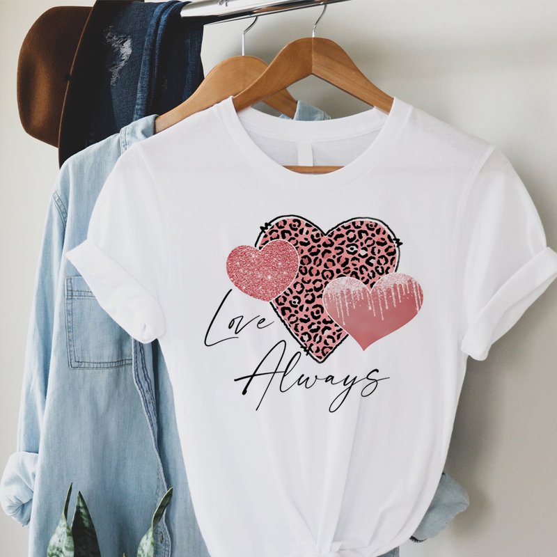 Wholesale Custom Valentines' Day Heat Press Sticker DTF Custom Logo Transfer Printing For Cloth Garment Heat Transfer Plastisol