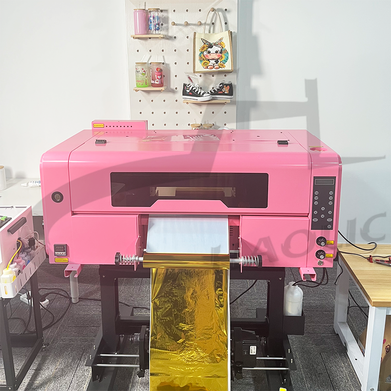 Factory XP600 Pink 33cm Haolic UV DTF Printer Printing Machine Transfer Sticker Double Sided Automatic A3 UV DTF Printer