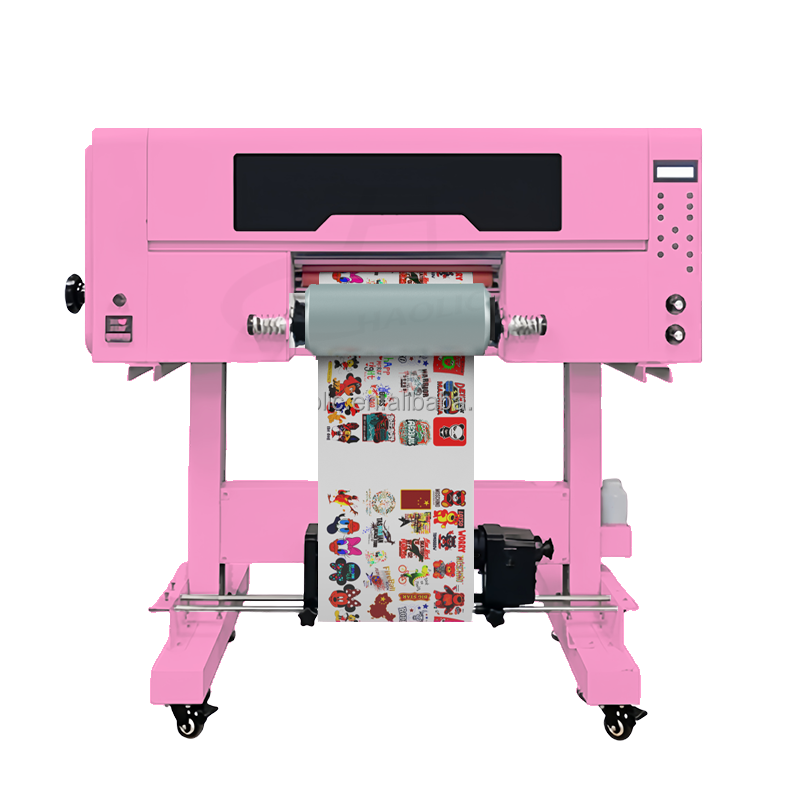 Factory XP600 Pink 33cm Haolic UV DTF Printer Printing Machine Transfer Sticker Double Sided Automatic A3 UV DTF Printer