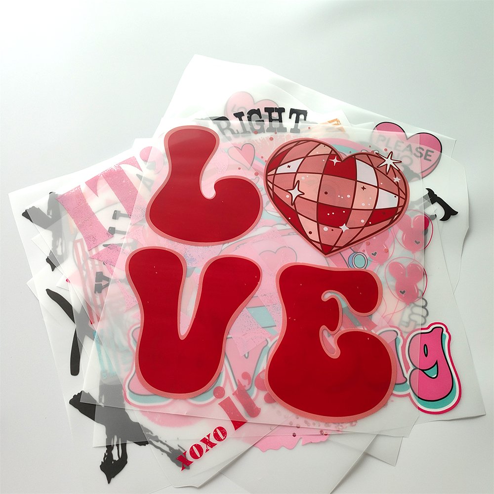 Wholesale Valentine's Day DTF vinyl designs heat transfer printing custom sticker logo dtf heat transfers for t-shirts