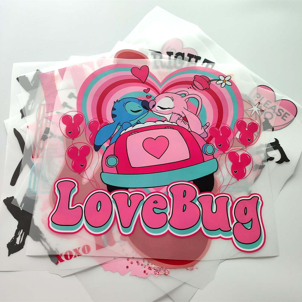 Wholesale Valentine's Day DTF vinyl designs heat transfer printing custom sticker logo dtf heat transfers for t-shirts