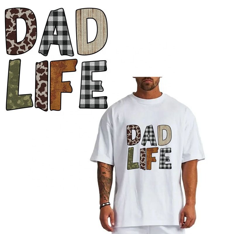 30+ Styles Wholesale Custom DTF Printing Dad Life Heat Transfer Ready to Press Sublimation Father day Transfer for T-Shirts