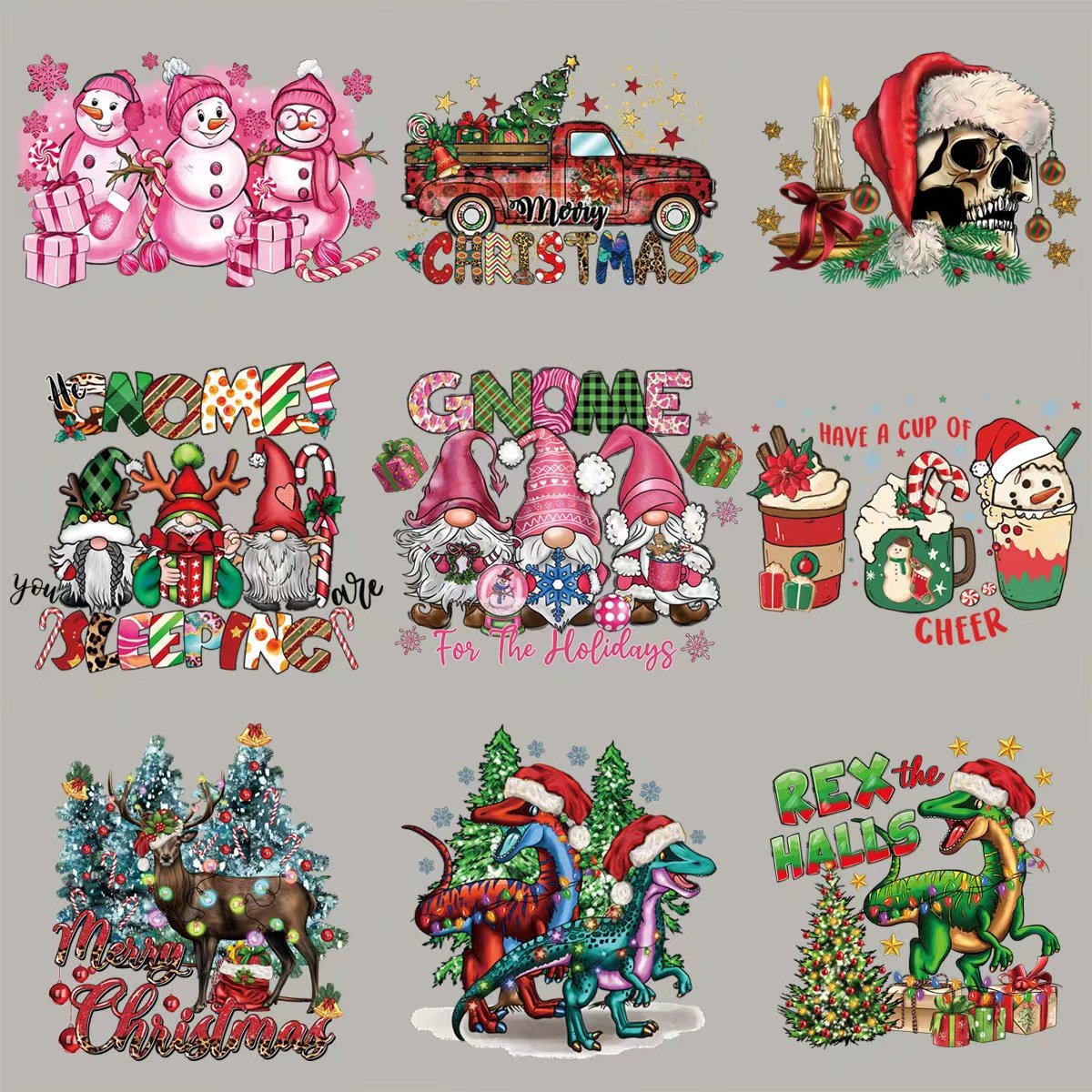 Christmas dtf transfers stickers Wholesale Custom Design T-shirts Hoodies iron on Heat Ready to Press transfers printing