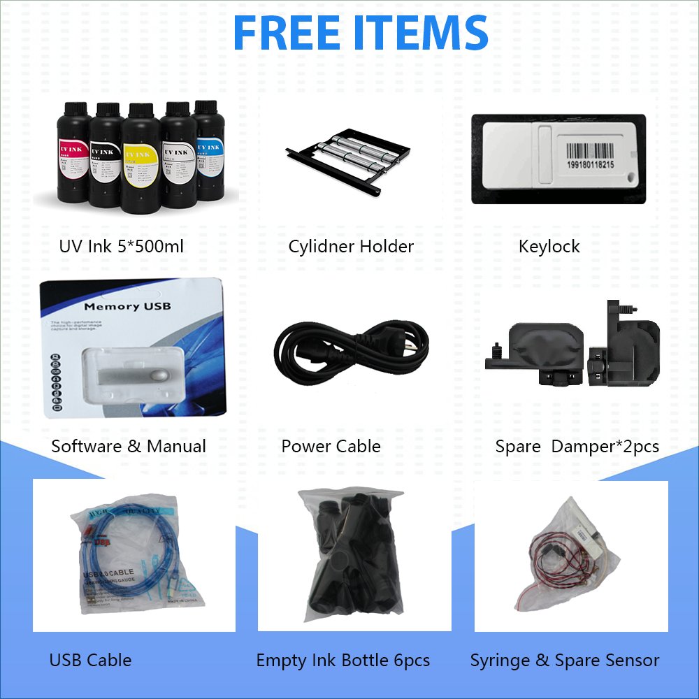 A3 SIZE UVV Glossy DTF Printer UV Varnish Printer PET Film Sticker Heat Transfer Printing Machine 6 Color CMYKWV Flatbed Printer