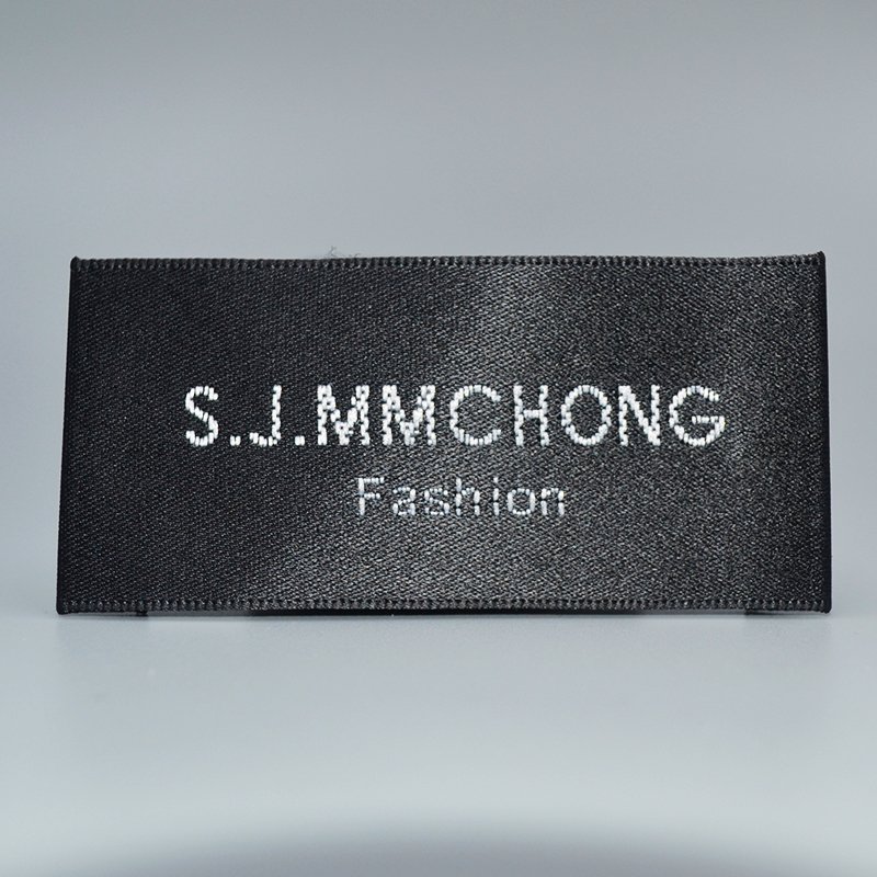 Customize Private High-density Damask Clothing Woven Labels Satin Cloth Main Shirt Neck Tag Garment Label