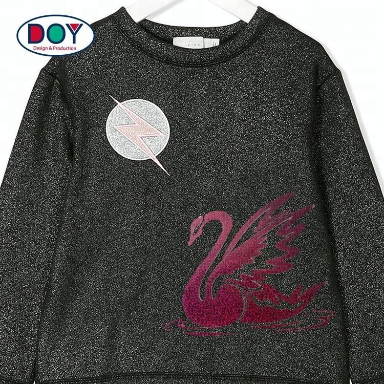 New Design Custom Glitter Swan Logo Holographic Plastisol Heat Transfer Stickers Labels for T-shirts