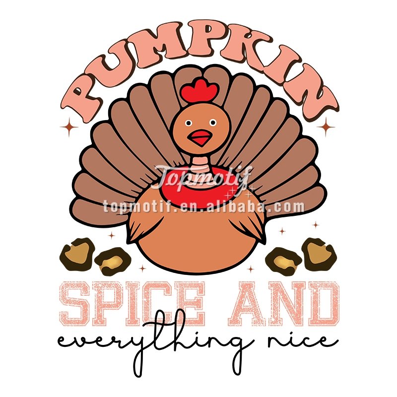 High Quality Custom Pumpkin Turkey Heat Transfer labels Thanksgiving DTF Heat Transfer Designs