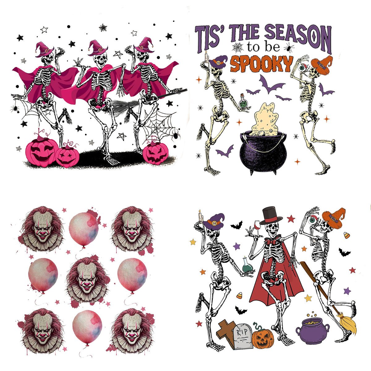 wholesale NO Moq DTF Stickers Halloween Custom Heating transfer Easy-to-Press Screen Printing for T-Shirts Tumblers Garments