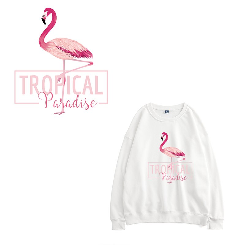 2025 new style Iron on Lovely Flamingo Patches for Girl Clothing DIY T-shirt Stickers heat transfer printing on Clothes Washable
