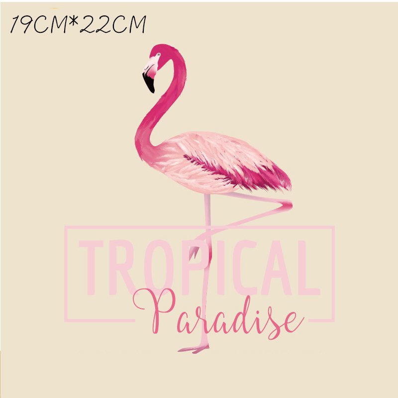 2025 new style Iron on Lovely Flamingo Patches for Girl Clothing DIY T-shirt Stickers heat transfer printing on Clothes Washable