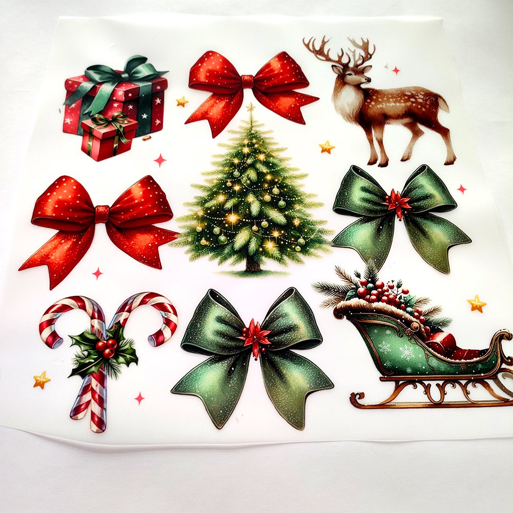 High Quality Cartoon Christmas Heat Press Transfers Stickers Custom Santa Plastisol Heat Transfers DTF Transfers For T Shirts