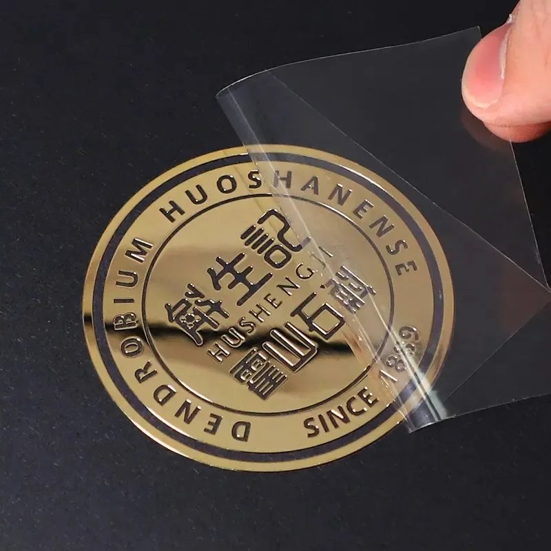 Manufacturer Custom Metal Transparent Transfer Uv Stickers Printed Gold Logo Pressed 3d Label Sticker Printing