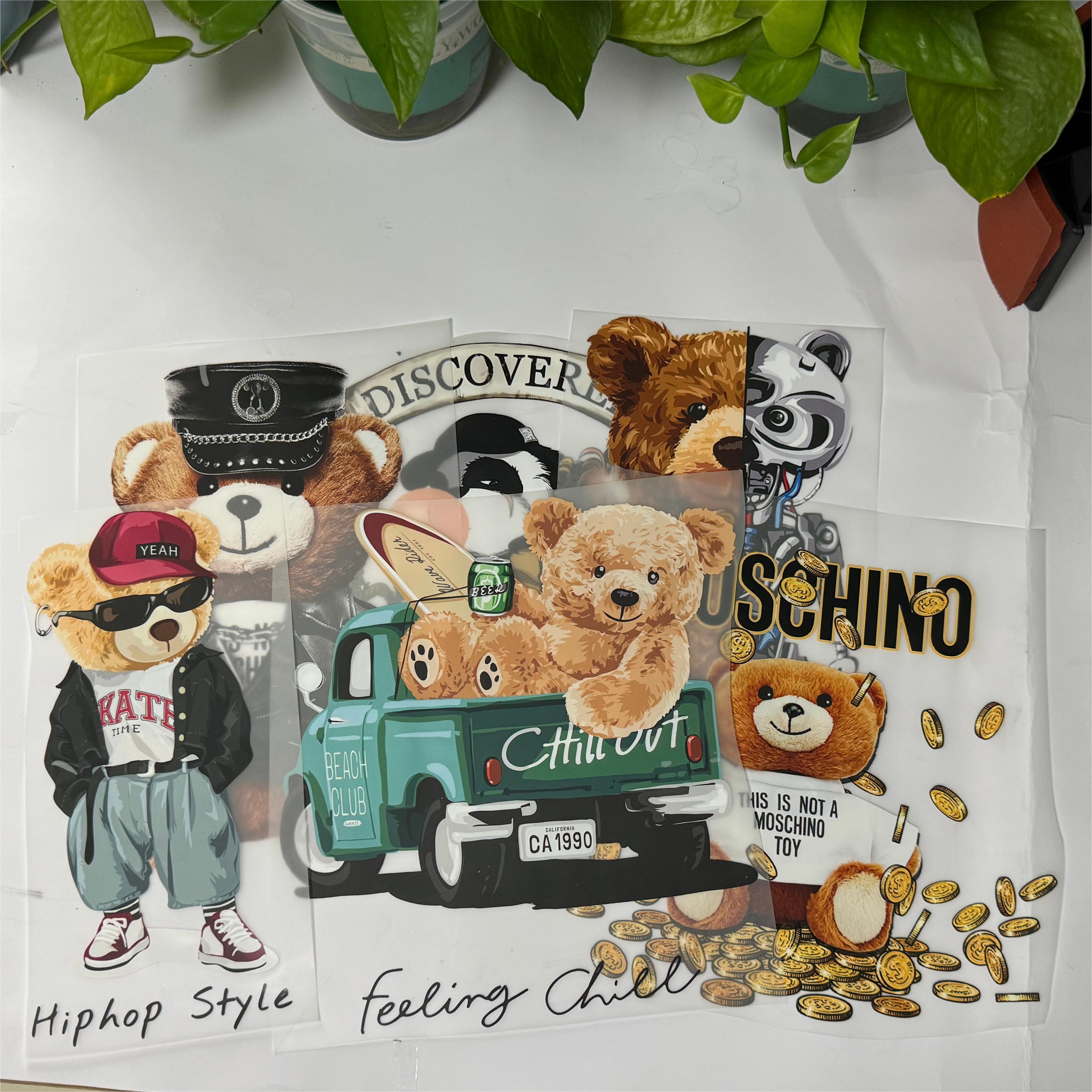 Wholesale High Quality Cool Bear Logo Screen Printing Transfer DTF Heat Transfer for T-Shirts and Clothing