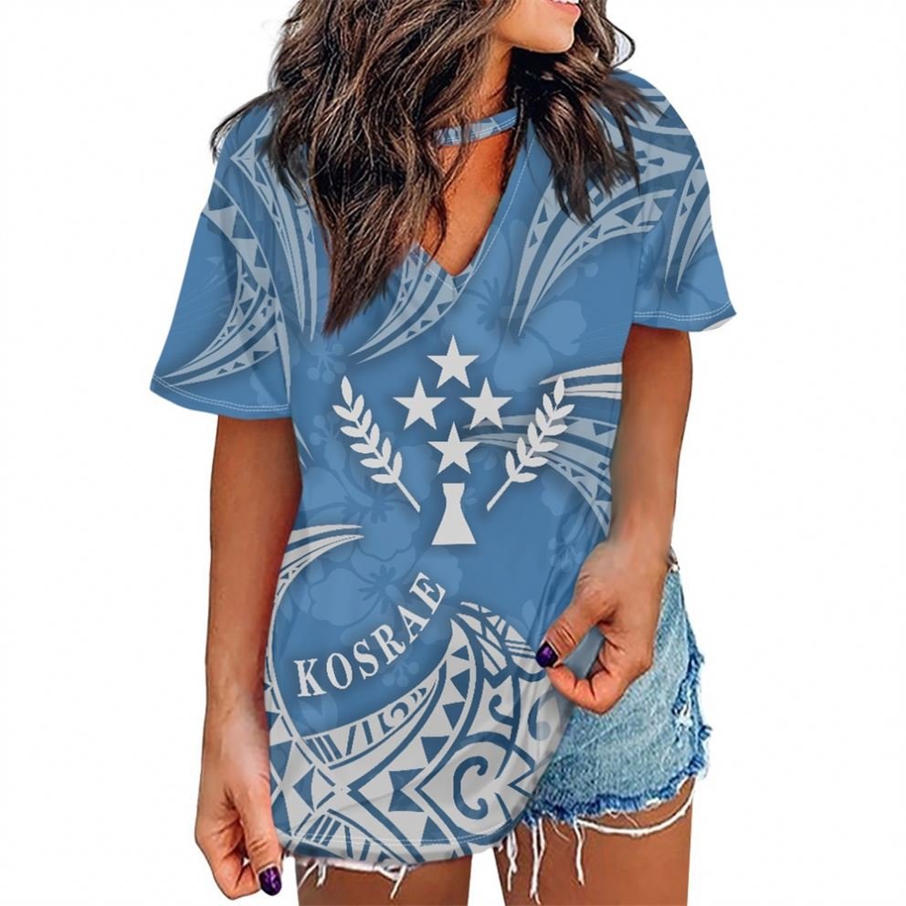 Polynesian Tribal Clothing Kosrae ISLAND Green Frangipani Print Customization Plus Size Women's T Shirts Women's Casual T Shirt