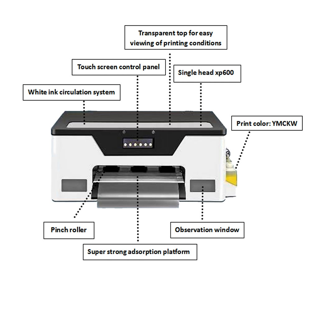 Single Print Head A3 DTF Printer XP600 30cm With Shaker and Dryer Oven For Film T-shirt Heat Transfer Printing Machine