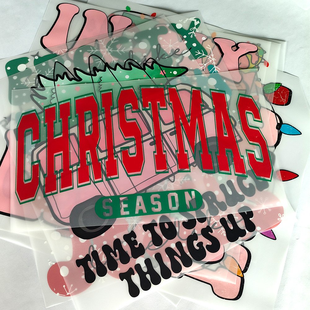 Christmas Day Custom Heat Transfer Iron On Screen Transfer Sticker Ready To Press DTF Heat Transfer For Shirts