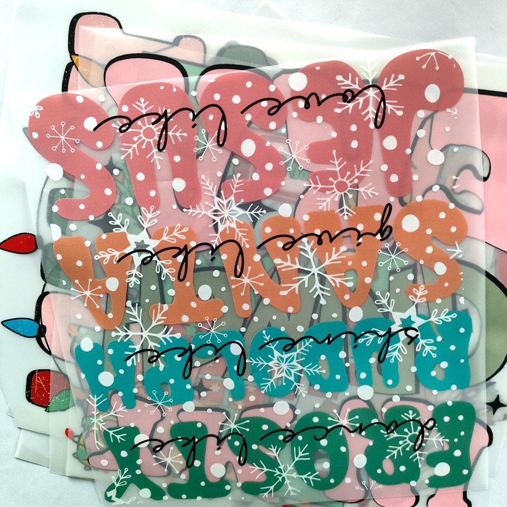 Christmas Day Custom Heat Transfer Iron On Screen Transfer Sticker Ready To Press DTF Heat Transfer For Shirts