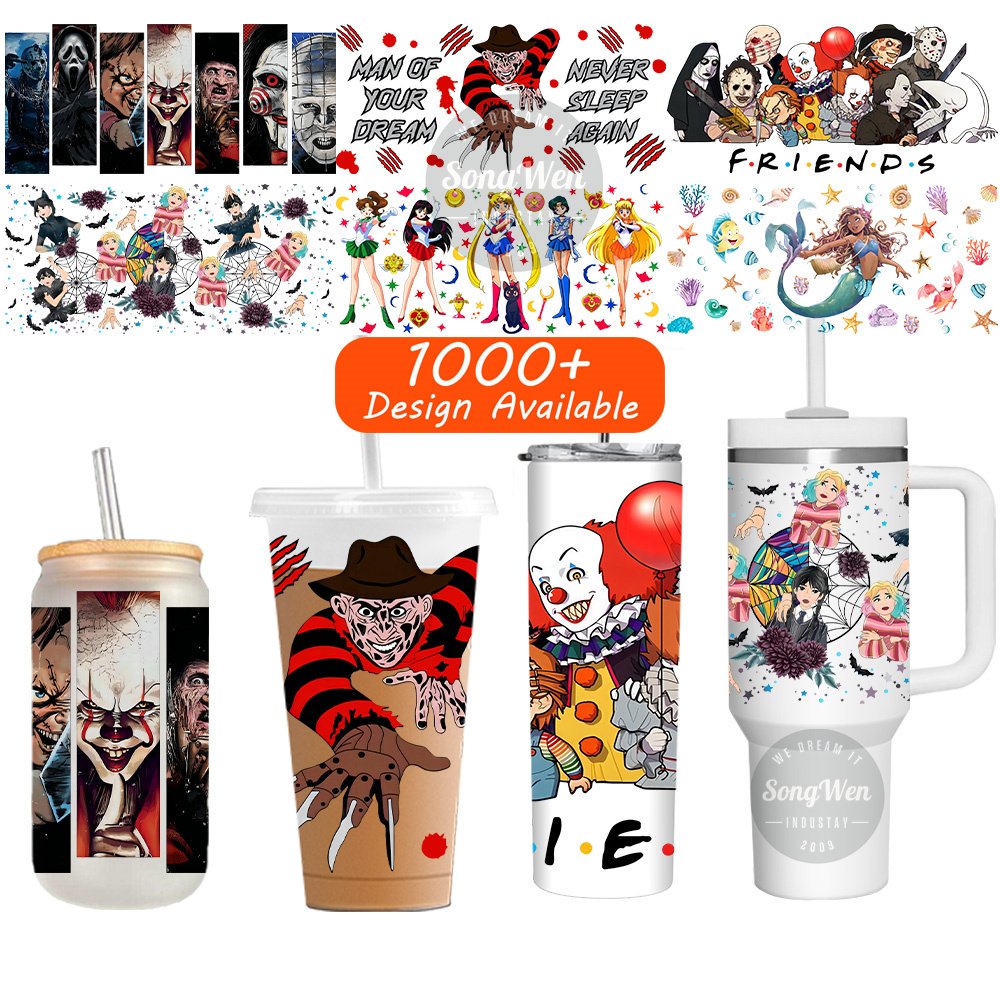 label waterproof uv dtf cup wrap transfers sticker uv dtf cup wrap transfers 16oz halloween uv dtf cup wraps transfers