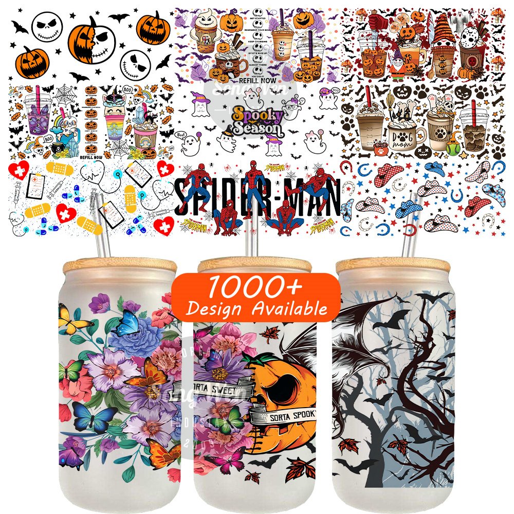 label waterproof uv dtf cup wrap transfers sticker uv dtf cup wrap transfers 16oz halloween uv dtf cup wraps transfers