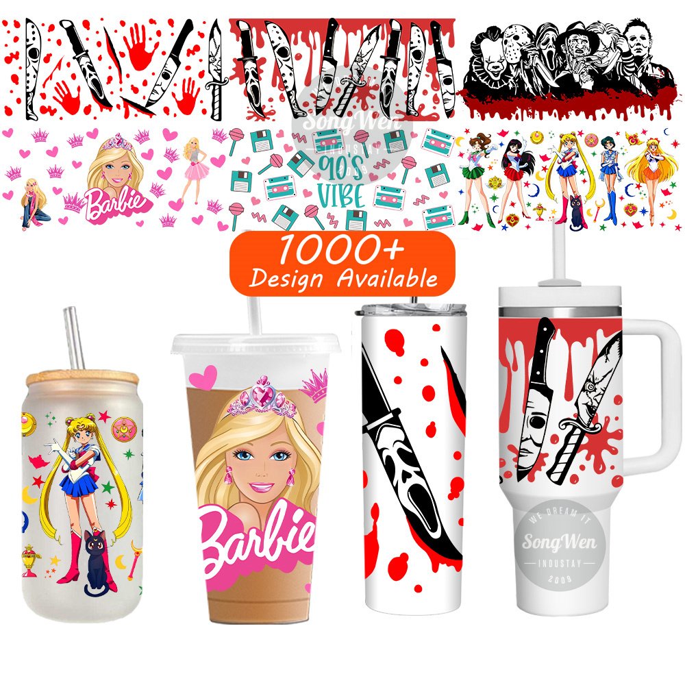 label waterproof uv dtf cup wrap transfers sticker uv dtf cup wrap transfers 16oz halloween uv dtf cup wraps transfers