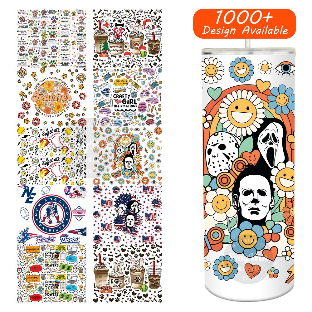 label waterproof uv dtf cup wrap transfers sticker uv dtf cup wrap transfers 16oz halloween uv dtf cup wraps transfers