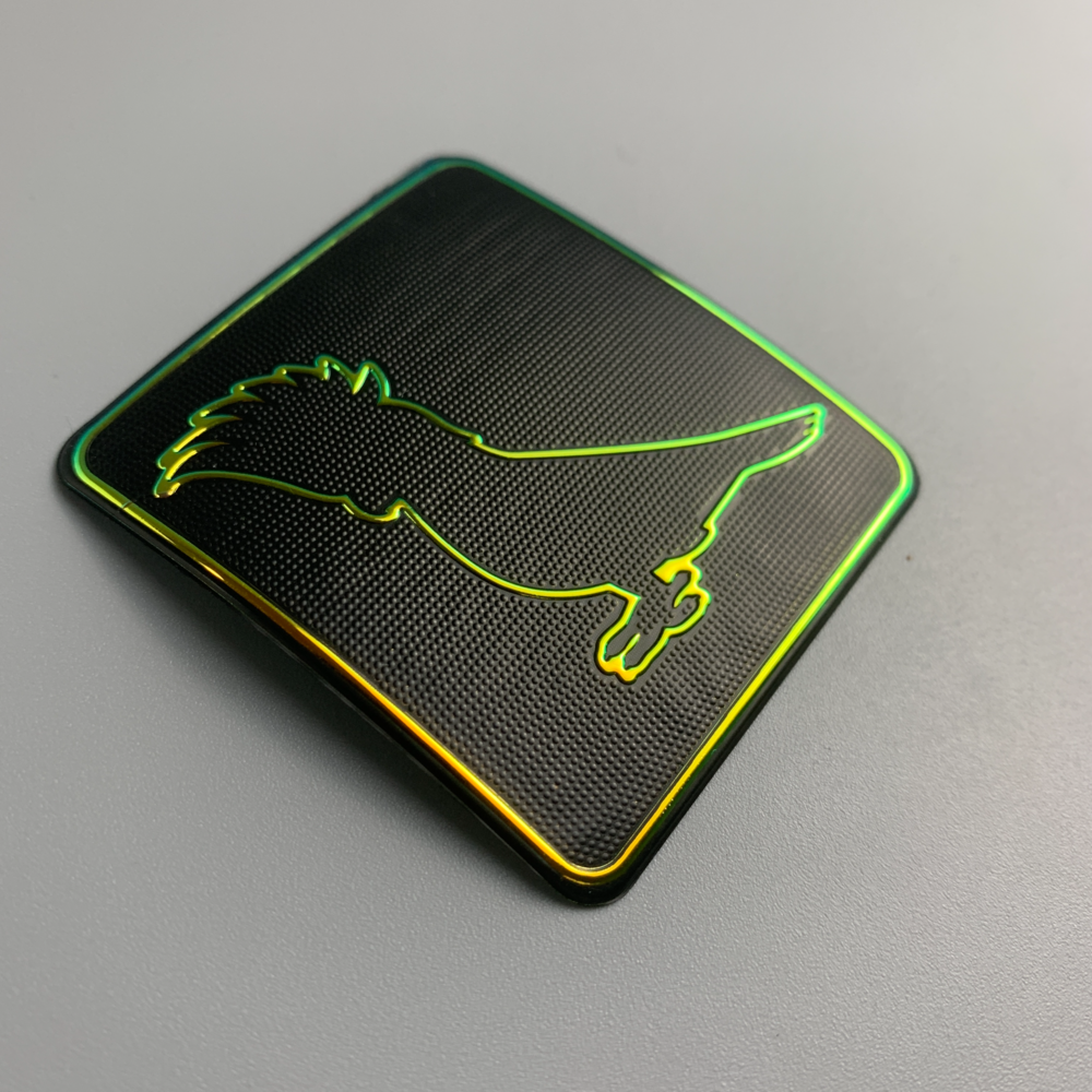 New arrival Custom 3D Iridescent Logo hologram metallic Heat Transfer Transparent Garment Patches Embossed TPU Labels for Bag