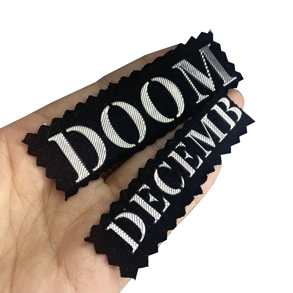 Iron On Labels Shiny Chrome Color Heat Transfer Stickers for T Shirts Customized Clothing Labels