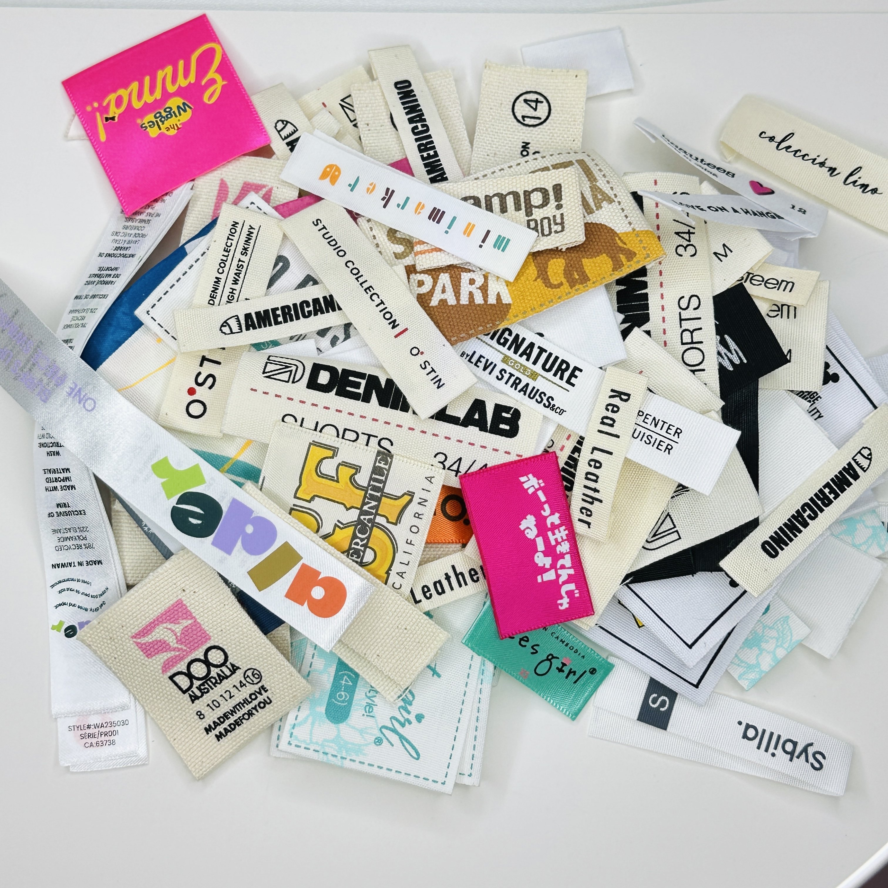 Custom Your Logo Iron On Clothing Washable Collar Label Shirt Tags Printed Label Heat Transfer Garment Labels