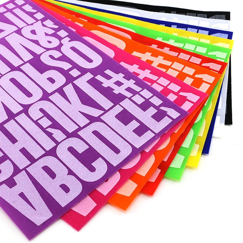 Customized Brand Logo 3D Letters Number Color Flocking DIY Heat Transfer Print Label Clothing Garments Iron On T Shirt Stickers