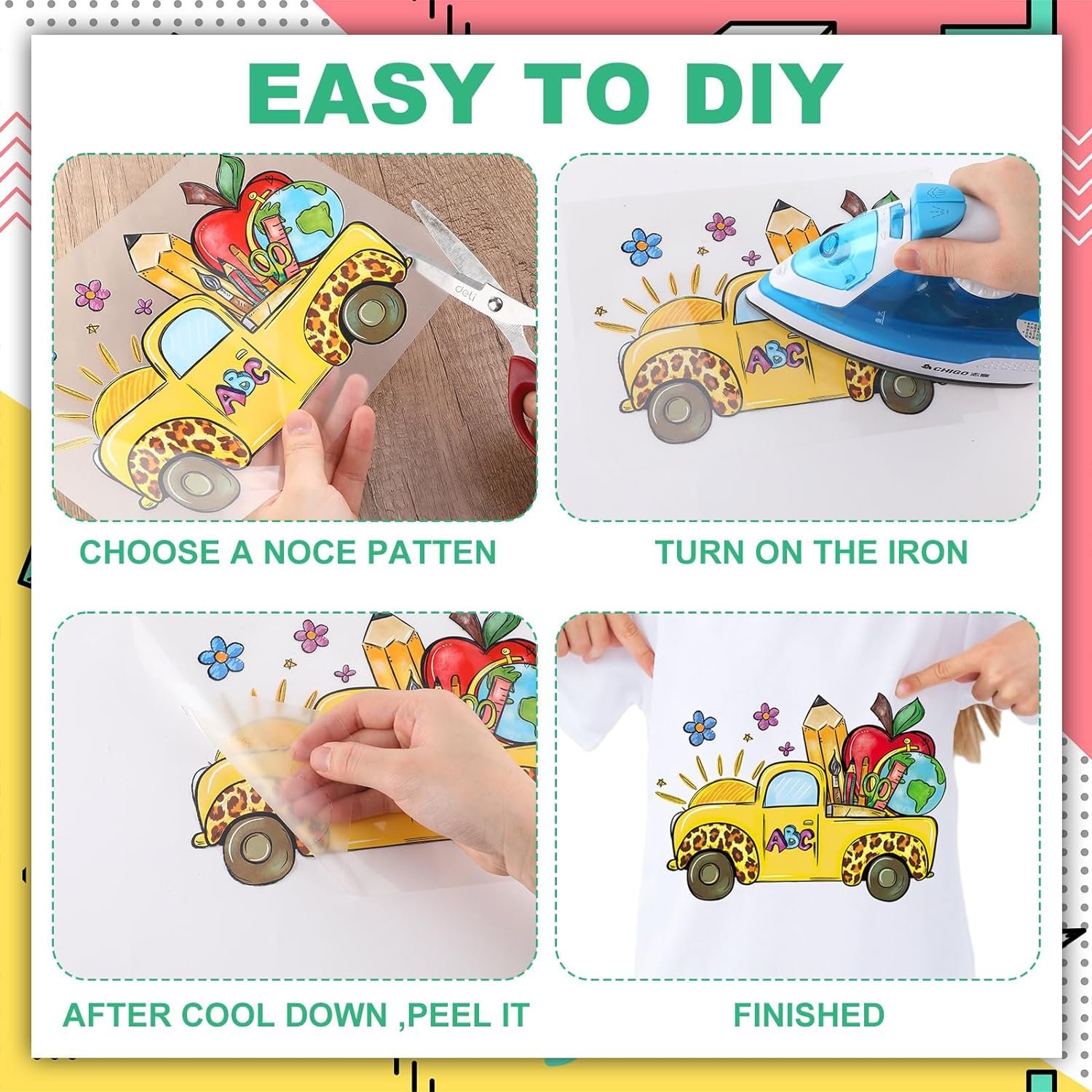 On Decals Western Heat Transfer Sticker Washable Garment \ Jeans \ Shoes \ Bags for Clothes Teacher's Day Iron Etc 1pcs