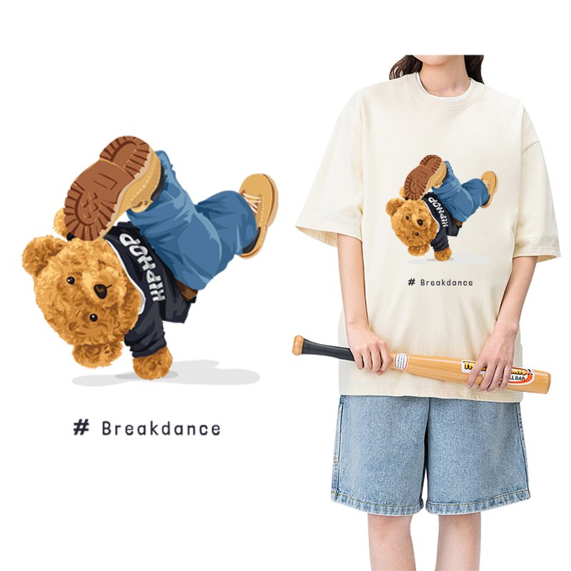 Interesting and adorable teddy bear Iron Patch dtf transfers ready to press Heat Transfer Printing On Clothes Iron on transfer