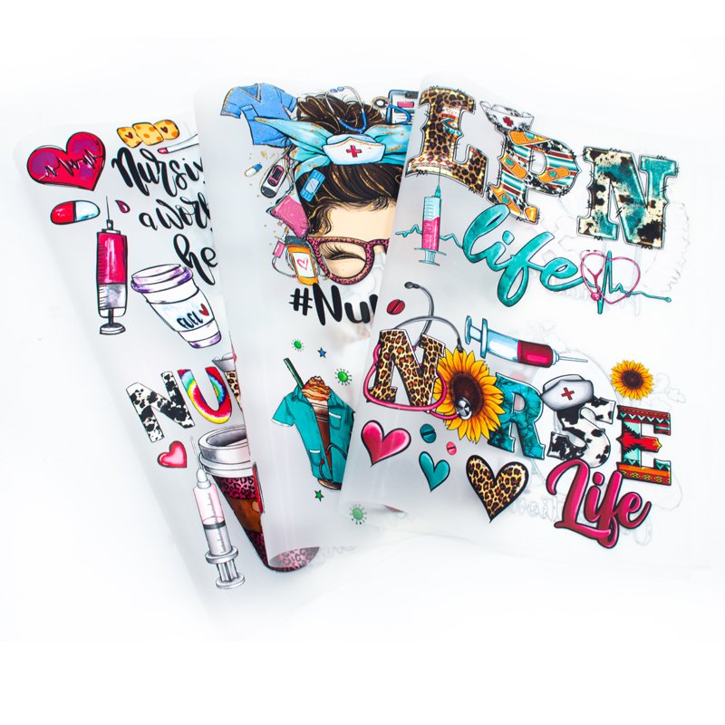 Factory wholesale customized nurse Life dtf transfer screen print transfers stickers decals for t shirts