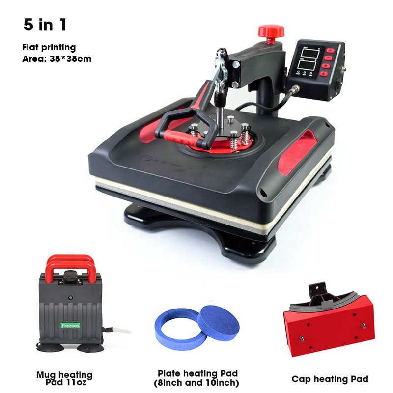 MOMOTECH Combo Heat Press Machine T-shirt Cup Hat Plate Sublimation Logo Printing Machine for Sale Upgrade MINI 8 in 1 Provided