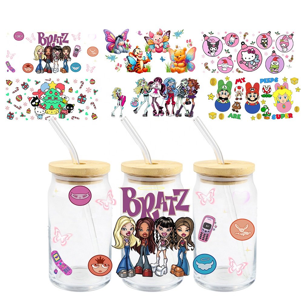 MIYA Coffer Cup Cartoon Design 30000+ Design UV Dtf Libbey Wrap Transfers 16oz Cartoon UV DTF Transfer Printing For Cups