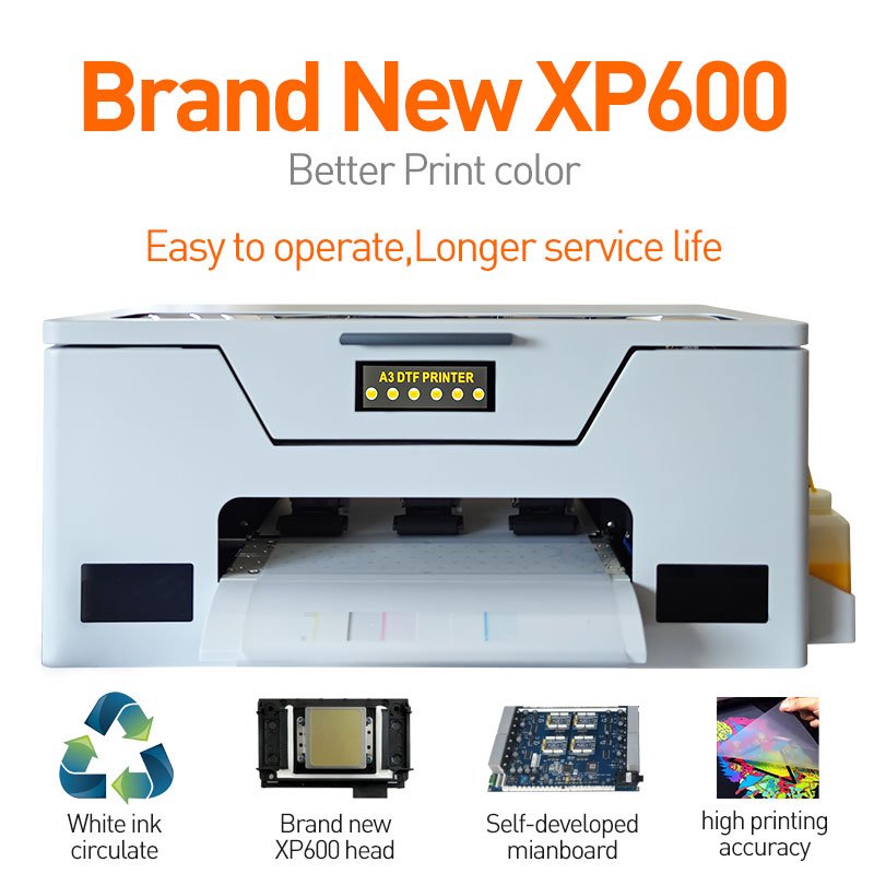 Small Size Heat Transfer Printing Machine Single Head XP600 A3 DTF Printer With Oven Or Shaker For T-shirt Printing
