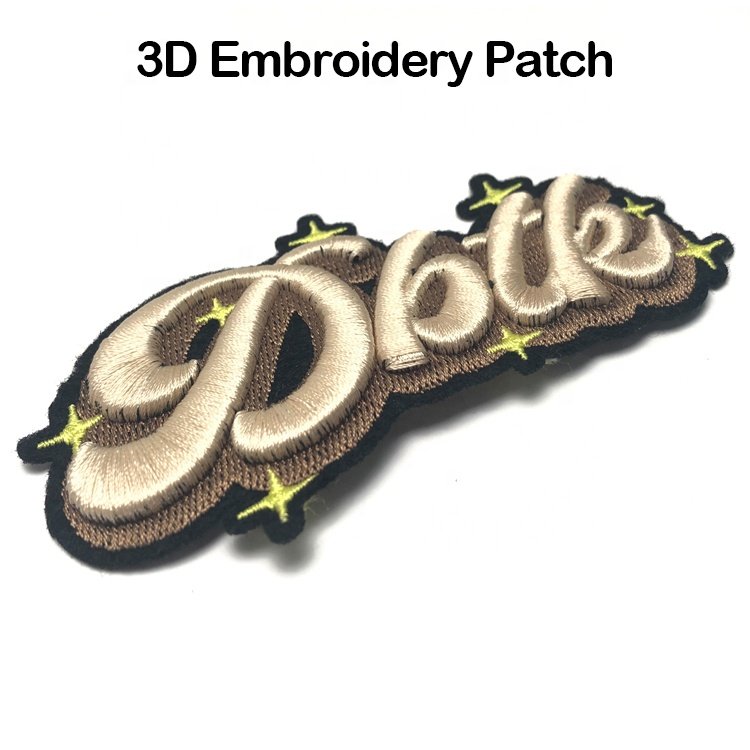 Colorful Rainbow Gold Thread Embroidery Patch Custom Design 3D Iron on Heat Transfer Patchs for Jeans
