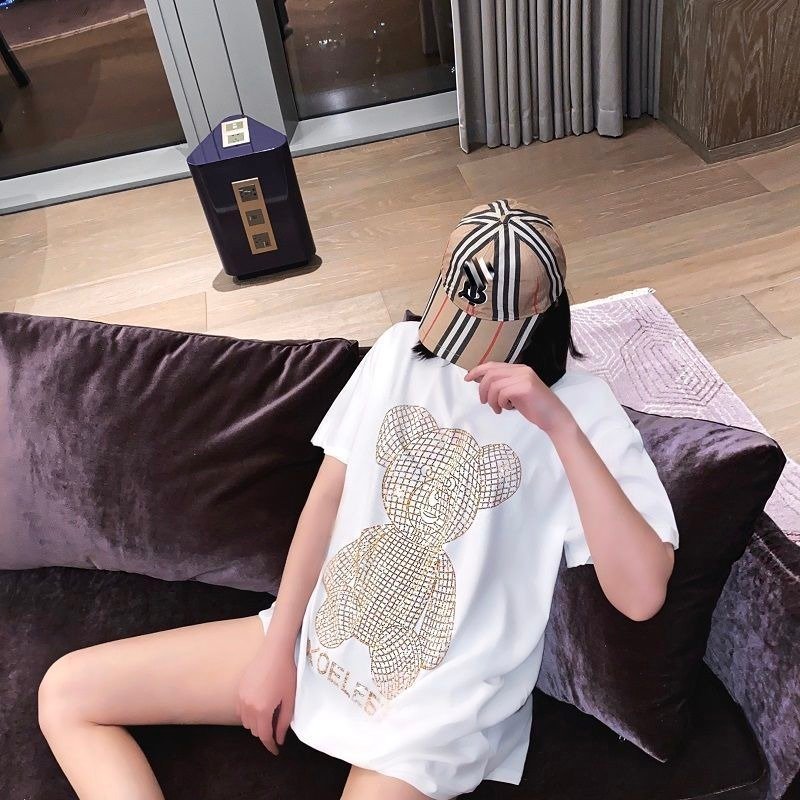 Women Print letter Oversize Sequined Top Short Sleeve Bling Shiny Top Lady sparkling Hot drilling T Shirt graphic Tops for Woman