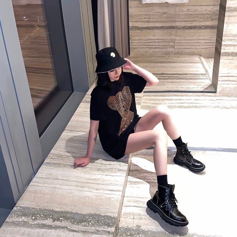 Women Print letter Oversize Sequined Top Short Sleeve Bling Shiny Top Lady sparkling Hot drilling T Shirt graphic Tops for Woman