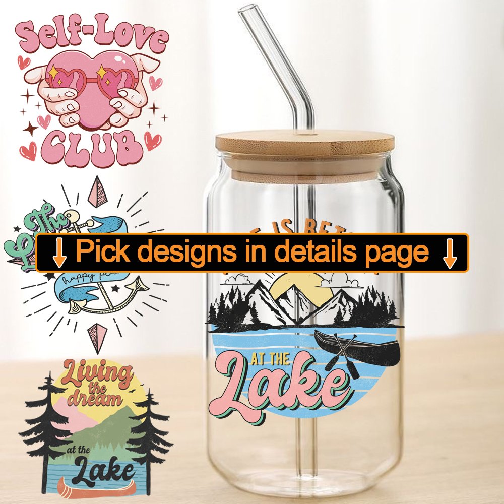 Custom Printed 16 oz UV DTF Cup Single Decal Waterproof UV Transfer Vinyl Sticker for Tumblers Mugs Bottles