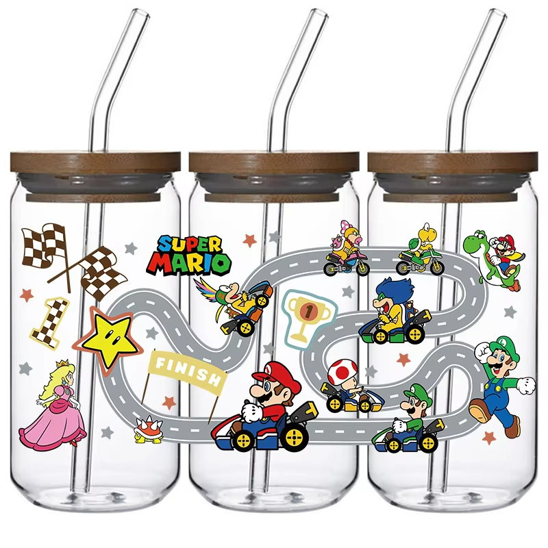 Customized 16 oz UV DTF Cup Washable and Waterproof PET and Glass Tumblers with Water Transfer Printing