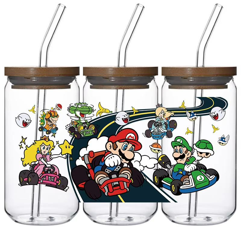 Customized 16 oz UV DTF Cup Washable and Waterproof PET and Glass Tumblers with Water Transfer Printing