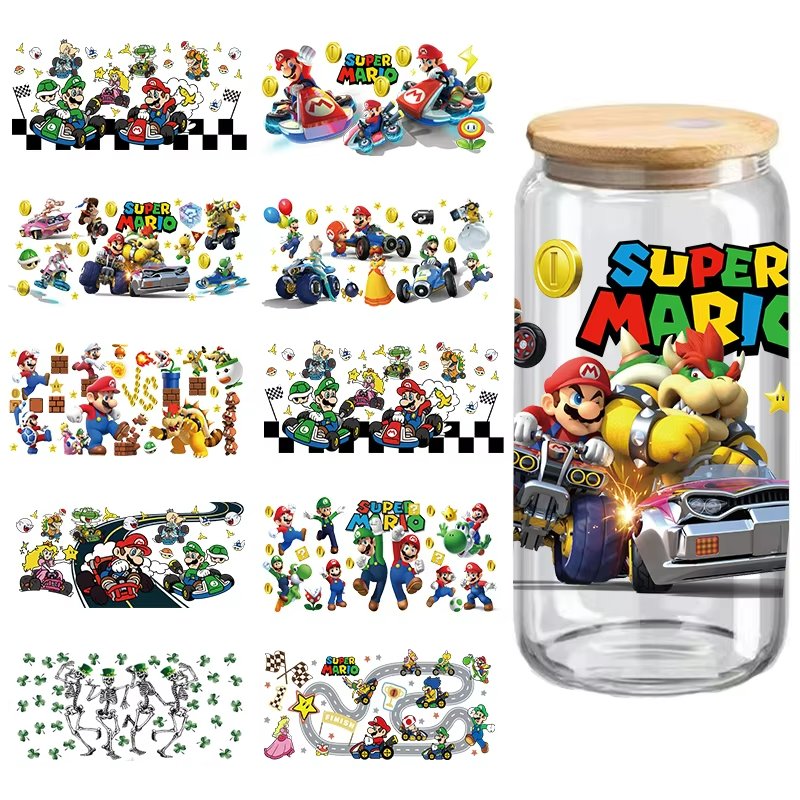 Customized 16 oz UV DTF Cup Washable and Waterproof PET and Glass Tumblers with Water Transfer Printing