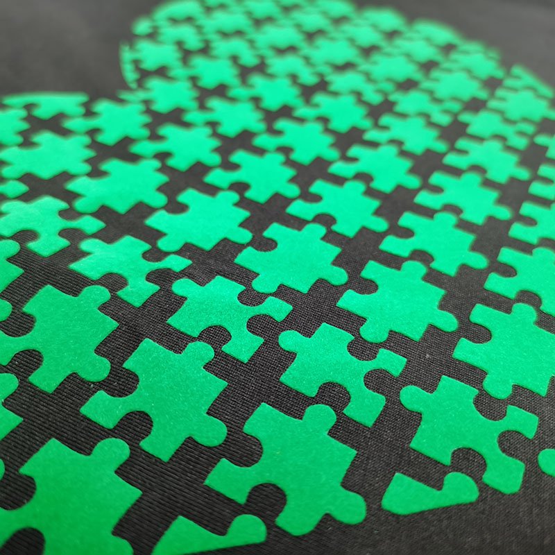 Custom-Tailored Production Flock Heat Transfer Green Heart Heat Transfer Printing Heat Transfer Logo On Clothes