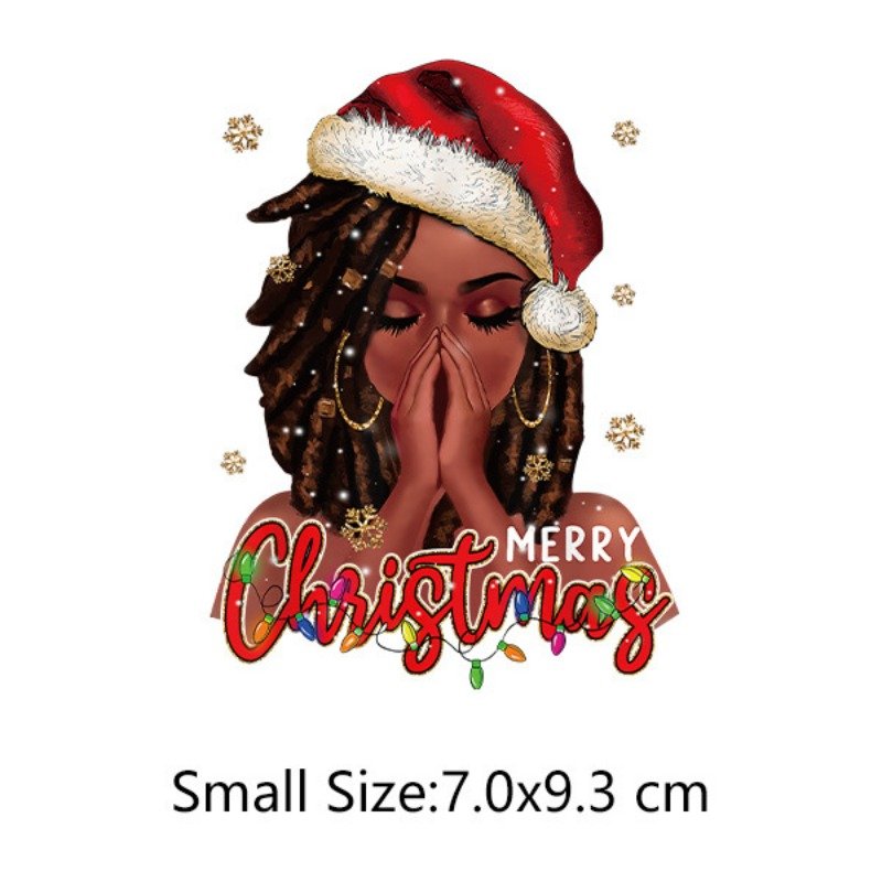 Heat Transfer Dtf Stickers Iron on Heat Transfers Heat Press Stickers Transfer Printing for Clothes Christmas Black Girls